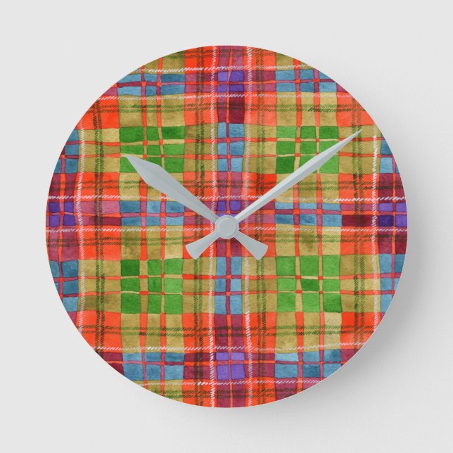MAC RAE TARTAN Round Acrylic Wall Clock (Front)