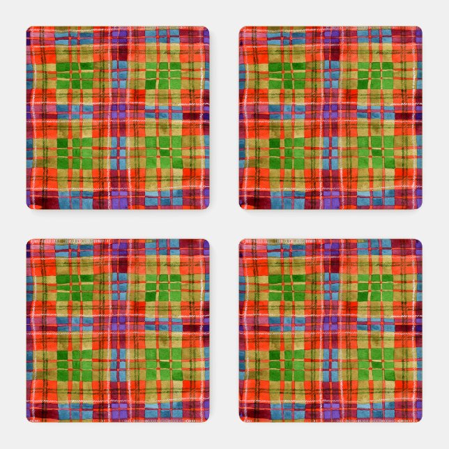 MAC RAE TARTAN Square Acrylic Coasters (Set)