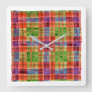 MAC RAE TARTAN Square Acrylic Wall Clock