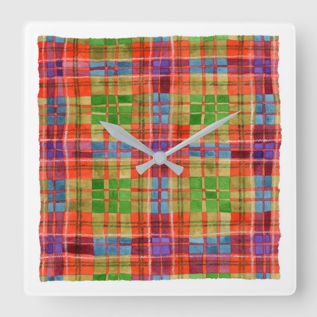 MAC RAE TARTAN Square Acrylic Wall Clock (Front)