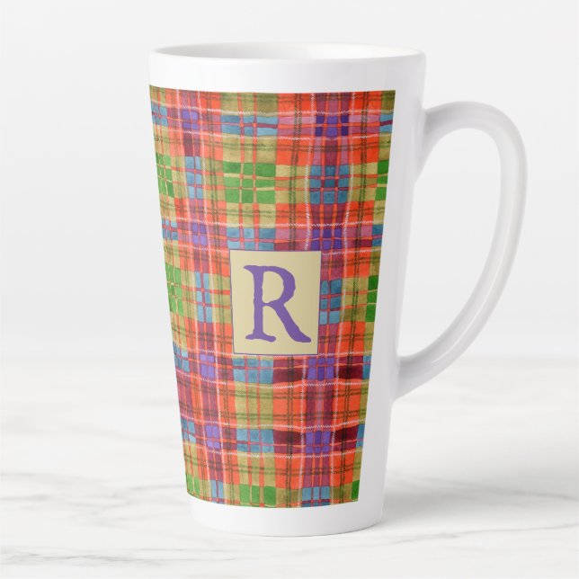 MAC RAE TARTAN Tall Latte Mug + Text (Right)