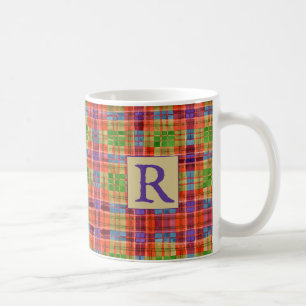 MAC RAE TARTAN White Mug + Initial