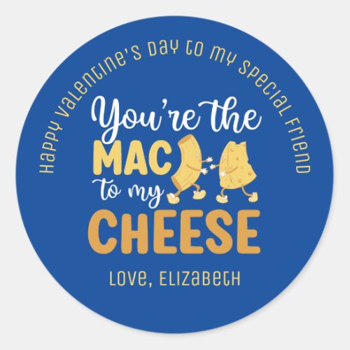 Mac To My Cheese Funny Cute Friend Valentines Day Classic Round Sticker