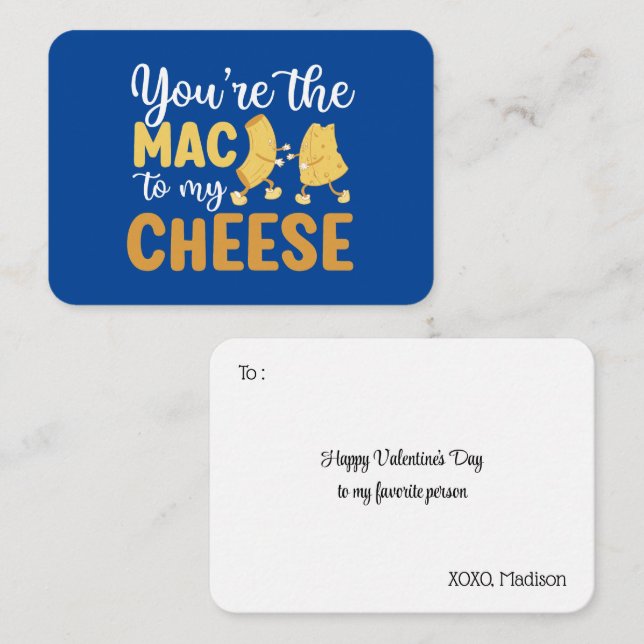 Mac To My Cheese Funny Pun Cute Valentines Day Note Card (Front/Back)