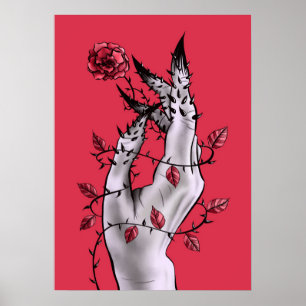 Macabre Art Creepy Hand Red And Black Gothic Poster