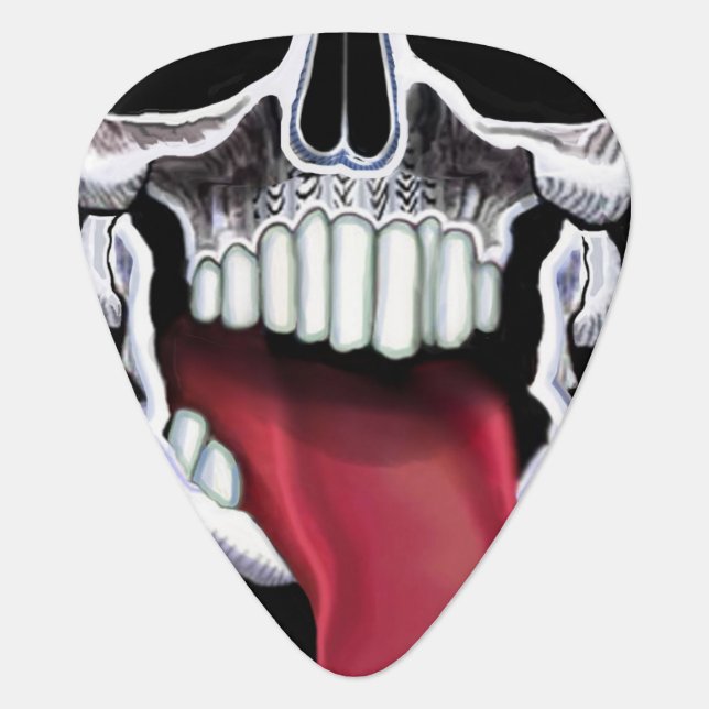 Macabre Art Grinning Skull Guitar Pick (Front)
