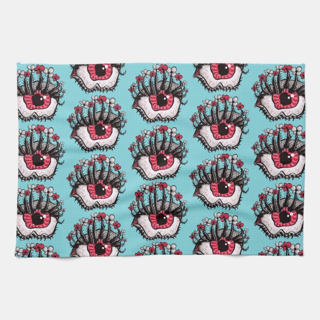 Macabre Eye Creepy Witchy Goth Kitchen Towel (Horizontal)