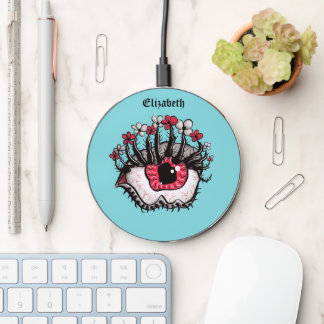 Macabre Eye Creepy Witchy Horror Goth Name Wireless Charger