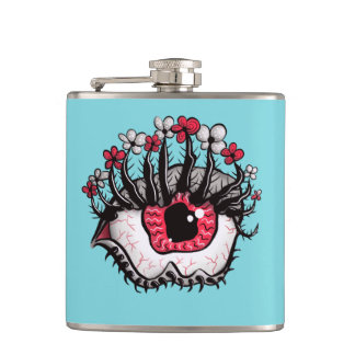 Macabre Eye Melt Creepy Psychedelic Dark Art Flask