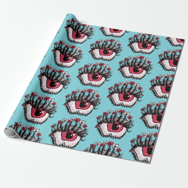 Macabre Eye Melt Creepy Psychedelic Dark Art Wrapping Paper (Unrolled)