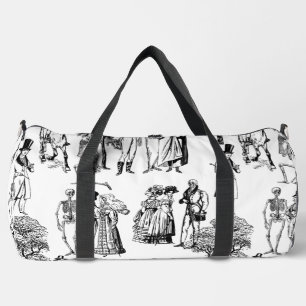macabre halloween regency skeleton toile duffle bag