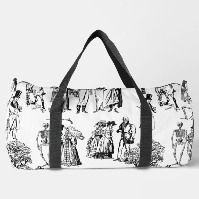macabre halloween regency skeleton toile  duffle bag (Front)