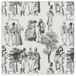 macabre halloween regency skeleton toile fabric