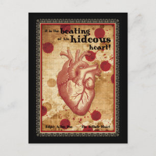 Macabre Literary Telltale Heart with Quote Postcard
