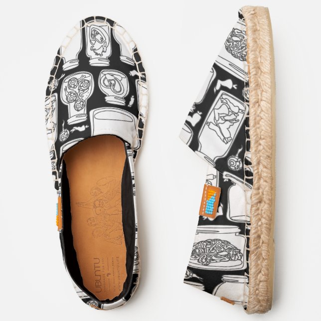 macabre medical specimens black white gothic espadrilles (Side)