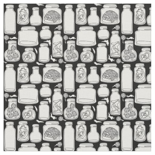 macabre medical specimens black white gothic fabric