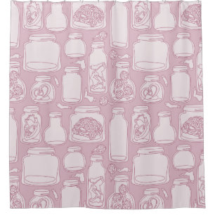 macabre medical specimens pastel pink gothic shower curtain