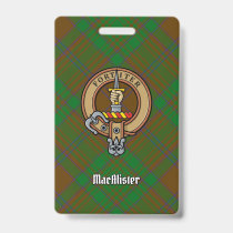 MacAlister of Glenbarr Crest over Hunting Tartan Badge