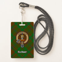 MacAlister of Glenbarr Crest over Hunting Tartan Badge