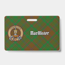 MacAlister of Glenbarr Crest over Hunting Tartan Badge