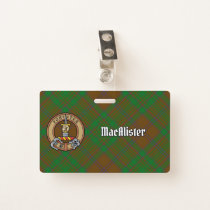 MacAlister of Glenbarr Crest over Hunting Tartan Badge
