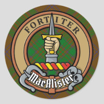 MacAlister of Glenbarr Crest over Hunting Tartan Classic Round Sticker