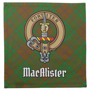 MacAlister of Glenbarr Crest over Hunting Tartan Cloth Napkin