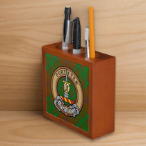 MacAlister of Glenbarr Crest over Hunting Tartan Desk Organizer