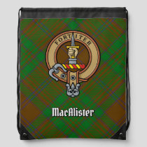 MacAlister of Glenbarr Crest over Hunting Tartan Drawstring Bag
