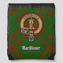 MacAlister of Glenbarr Crest over Hunting Tartan Drawstring Bag
