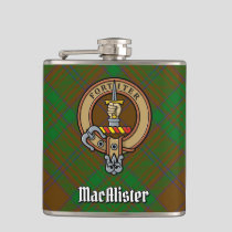 MacAlister of Glenbarr Crest over Hunting Tartan Flask