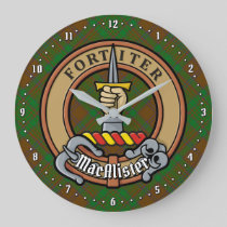 MacAlister of Glenbarr Crest over Hunting Tartan Large Clock