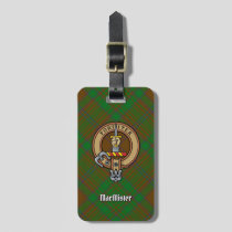 MacAlister of Glenbarr Crest over Hunting Tartan Luggage Tag