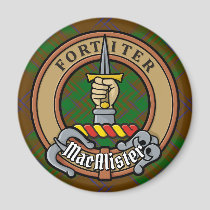 MacAlister of Glenbarr Crest over Hunting Tartan Magnet