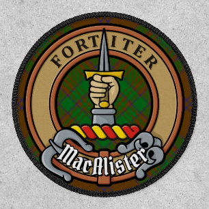 MacAlister of Glenbarr Crest over Hunting Tartan Patch