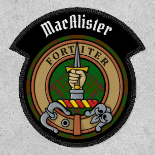 MacAlister of Glenbarr Crest over Hunting Tartan Patch