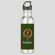 MacAlister of Glenbarr Crest over Hunting Tartan Stainless Steel Water Bottle