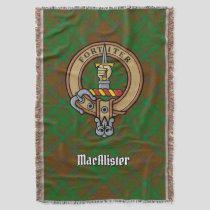 MacAlister of Glenbarr Crest over Hunting Tartan Throw Blanket
