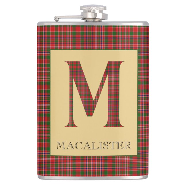 MacAlister Tartan Monogram M  Flask (Front)