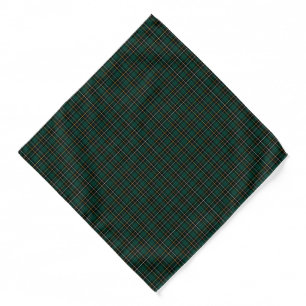 MacAlpine Clan Tartan Forest Green and Black Plaid Bandana