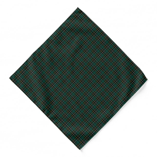 MacAlpine Clan Tartan Forest Green and Black Plaid Bandana (Front)