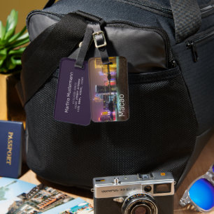 Macao Casino Skyline Panorama China Nighttime Luggage Tag