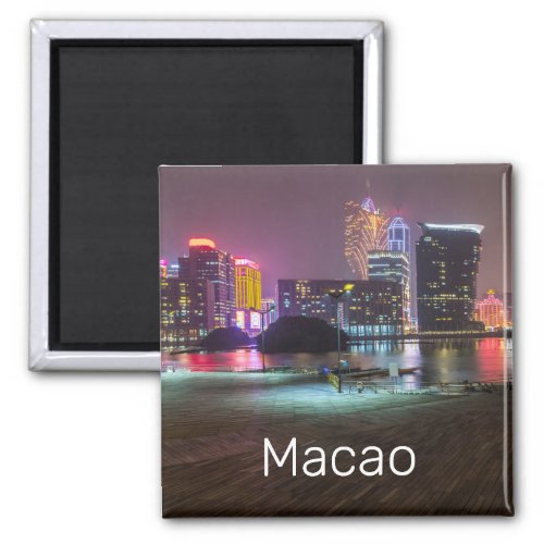 Macao Casino Skyline Panorama China Nighttime Magnet
