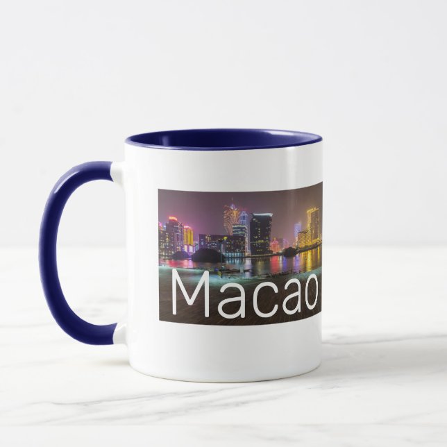 Macao Casino Skyline Panorama China Nighttime Mug (Left)