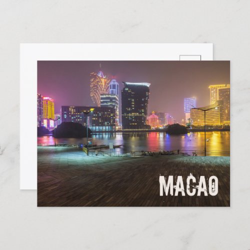 Macao China skyline panorama at nighttime Holiday Postcard