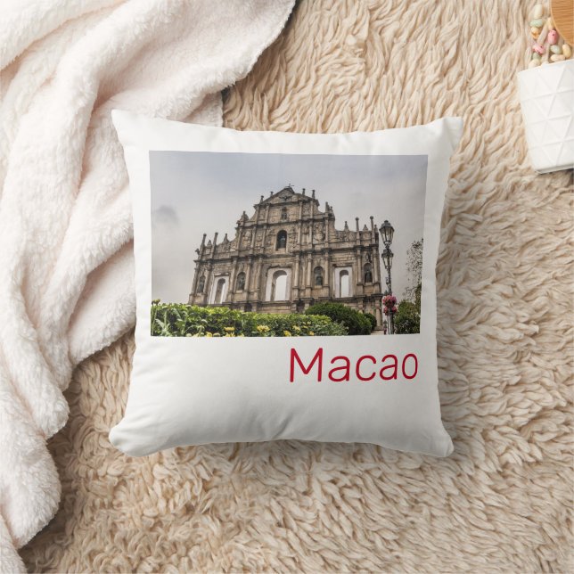 Macao Ruin of St. Paul's Church China Souvenir Throw Pillow (Blanket)