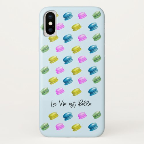 Macaron Bliss Chic French Macaron Watercolor  iPhone X Case