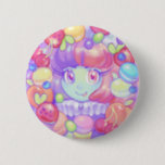 Macaron Button<br><div class="desc">Bright,  colorful,  and super sweet! Featuring one of Dollightful’s most popular dolls,  Macaron. This super cute button is sure to bring you a smile,  and maybe make you kind of hungry. Sorry about that.</div>