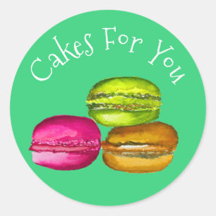 Macaron cakes design Gift business branding Classic Round Sticker