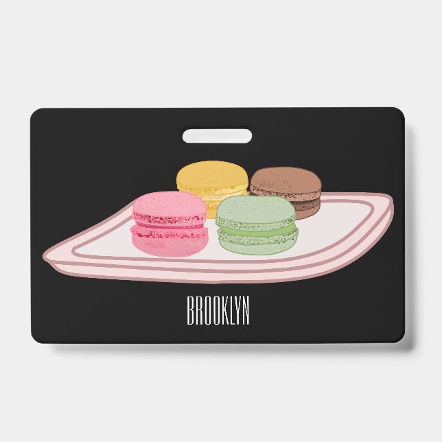 Macaron cartoon illustration  badge (Front)